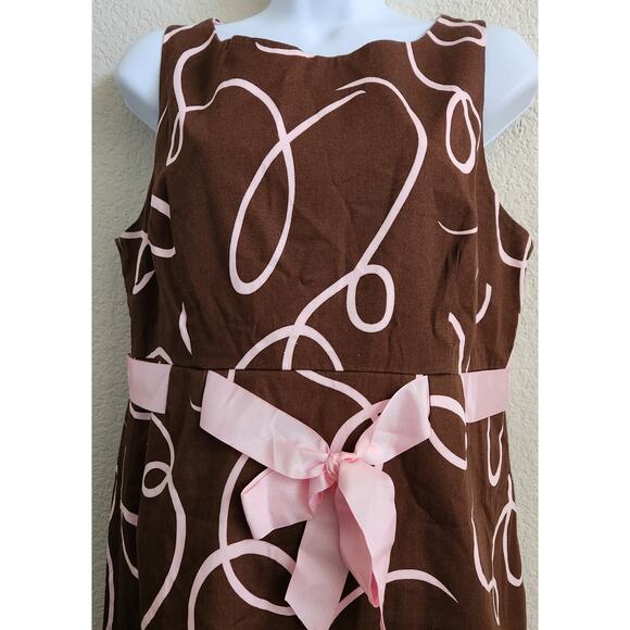 Jessica Howard Brown Pink Swirls A Line Dress 14 Lightweight Sleeveless Lined - Picture 2 of 5